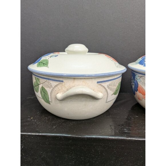 Mikasa Intaglio Country Poppies CAC29 Round 4 1/2" Casserole Dish w/Lid Set of 2 - Picture 4 of 12